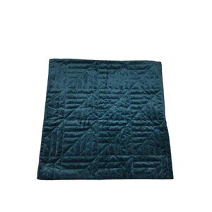 Teal Quilted Decorative Cushion Cover 20"x20" Velour Fabric Throw Pillowcase